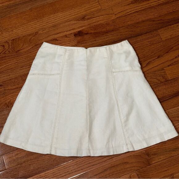 Loft White Linen Cotton Mini Flare Skirt Size Size 6P - Picture 1 of 6